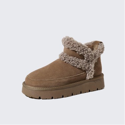 Genuine leather and wool-lined warm snow boots