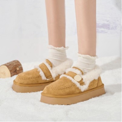 Fluffy suede mules fashionable fur shoes