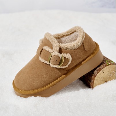 Thick-soled wool-lined warm snow boots