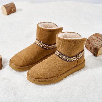 Fur-lined thick-soled warm snow boots