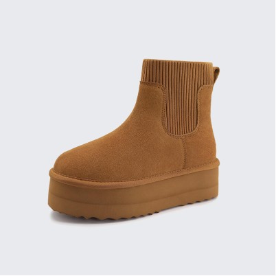 Brown thickened warm snow boots
