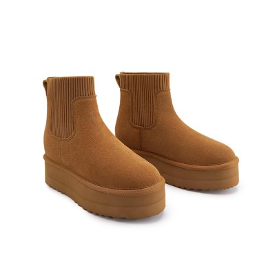 Brown thickened warm snow boots