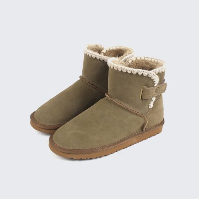 Cowhide suede warm snow boots
