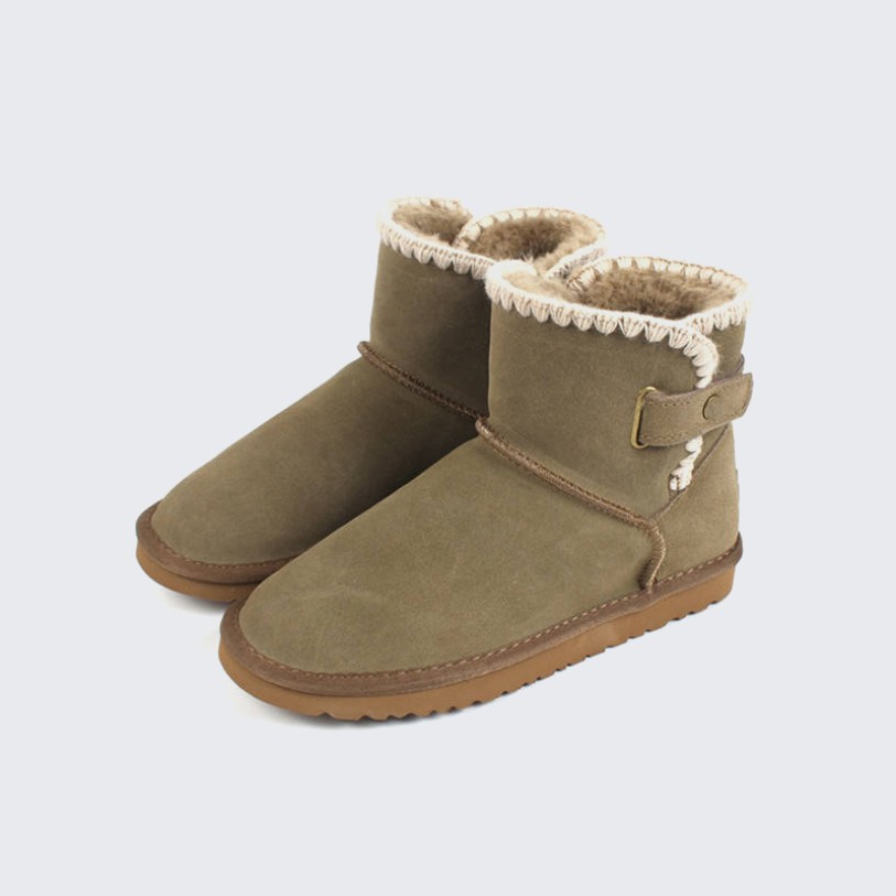 Cowhide suede warm snow boots