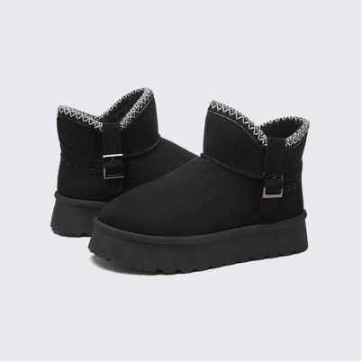 Stylish round-toe faux suede women's ankle boots