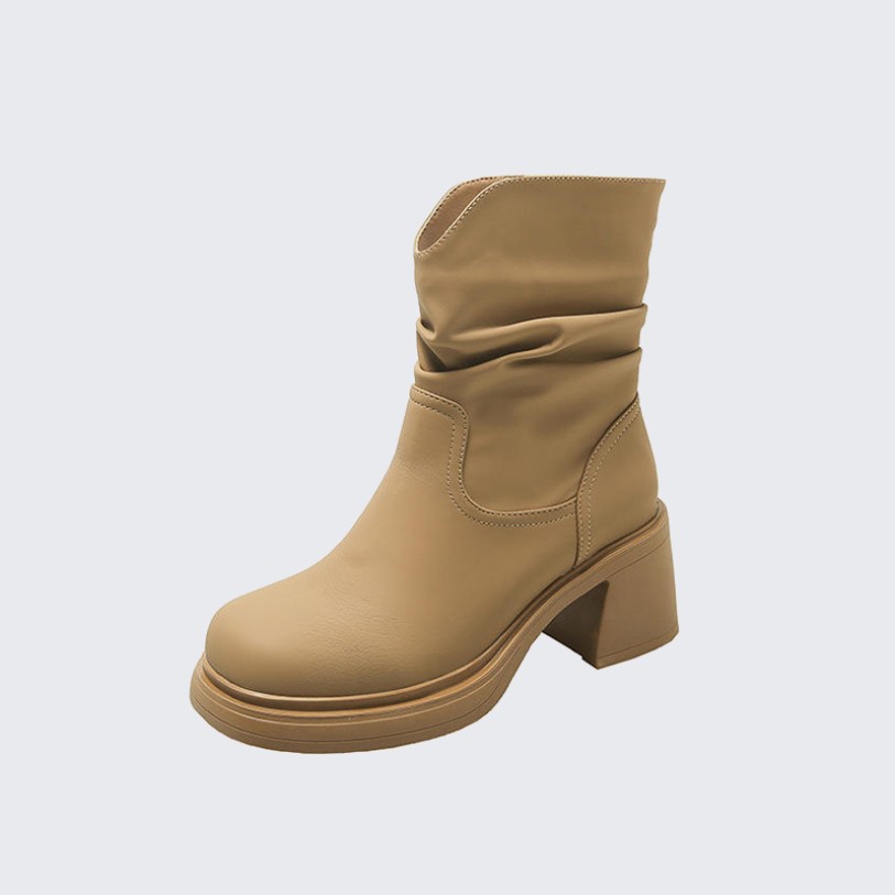 Luxurious women's round-toe ankle boots