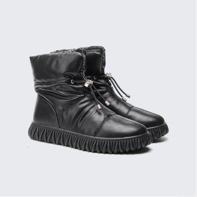 Genuine leather and plush lined platform snow boots