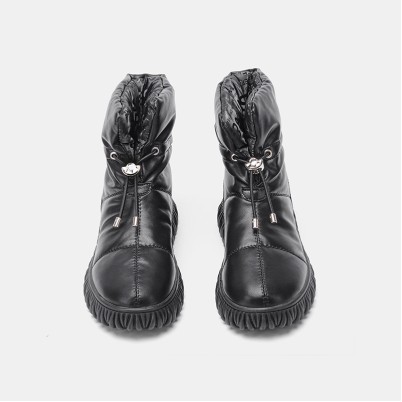 Genuine leather and plush lined platform snow boots