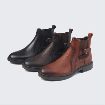 Urban gentleman's genuine leather Chelsea ankle boots