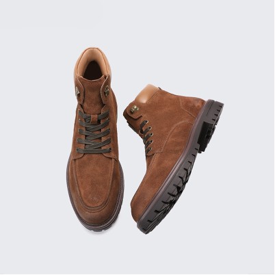 Suede lace-up men's ankle boots