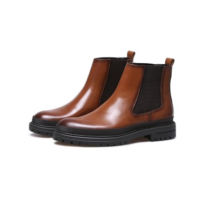 Men's thick-soled genuine leather ankle boots
