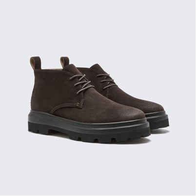 High-end men's oiled suede lace-up boots